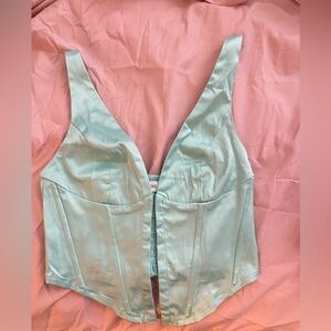 Baby satin turquoise corset top